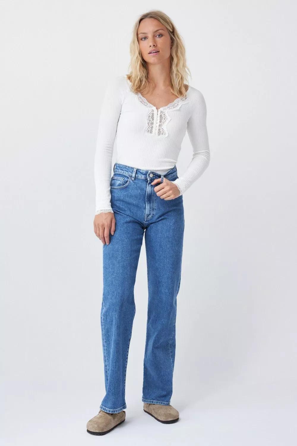 Beige Lace Neck Sweater, , large image number 0