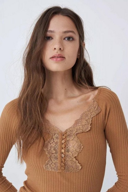 Salsa Jeans - Brown Lace Neck Sweater, Women