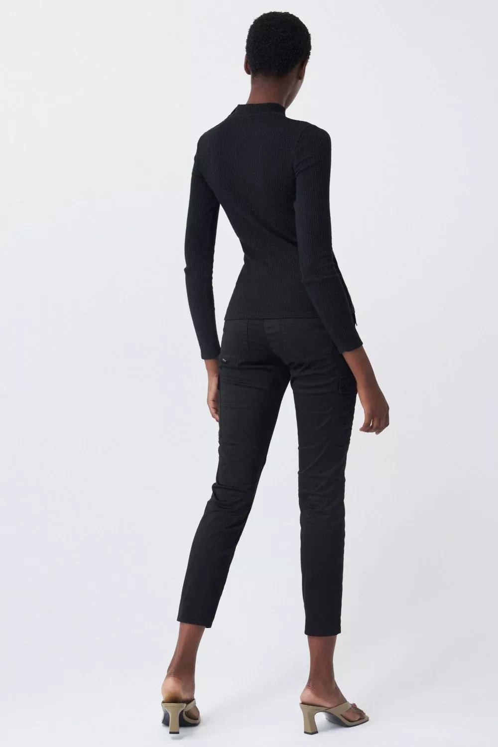 Black Mesh Knit Sweater, Black, large image number 1