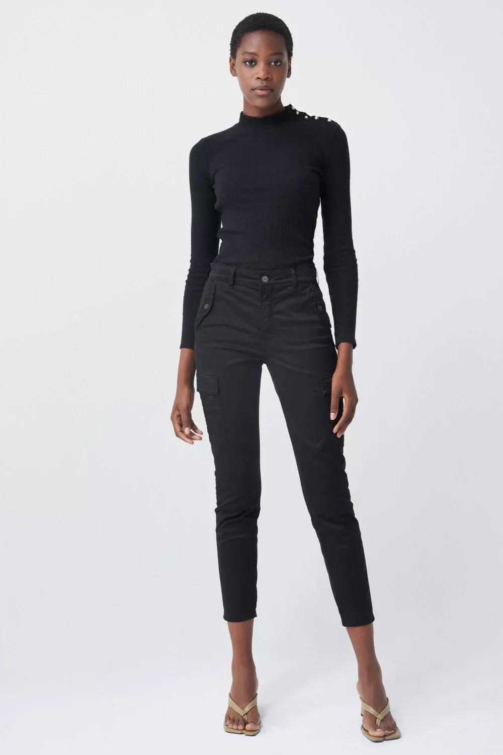 Black Mesh Knit Sweater, Black, large image number 2