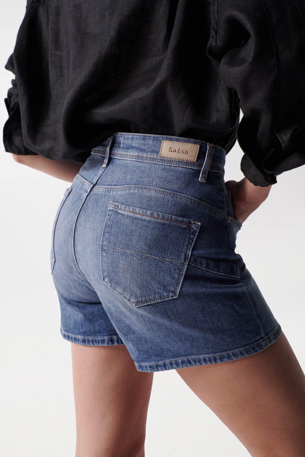 Blue Plain Booty Shorts, , large image number 2