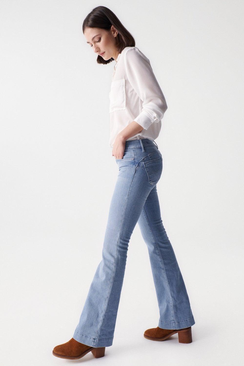 Blue Push Up Wonder Flare Jeans, Blue, large image number 0