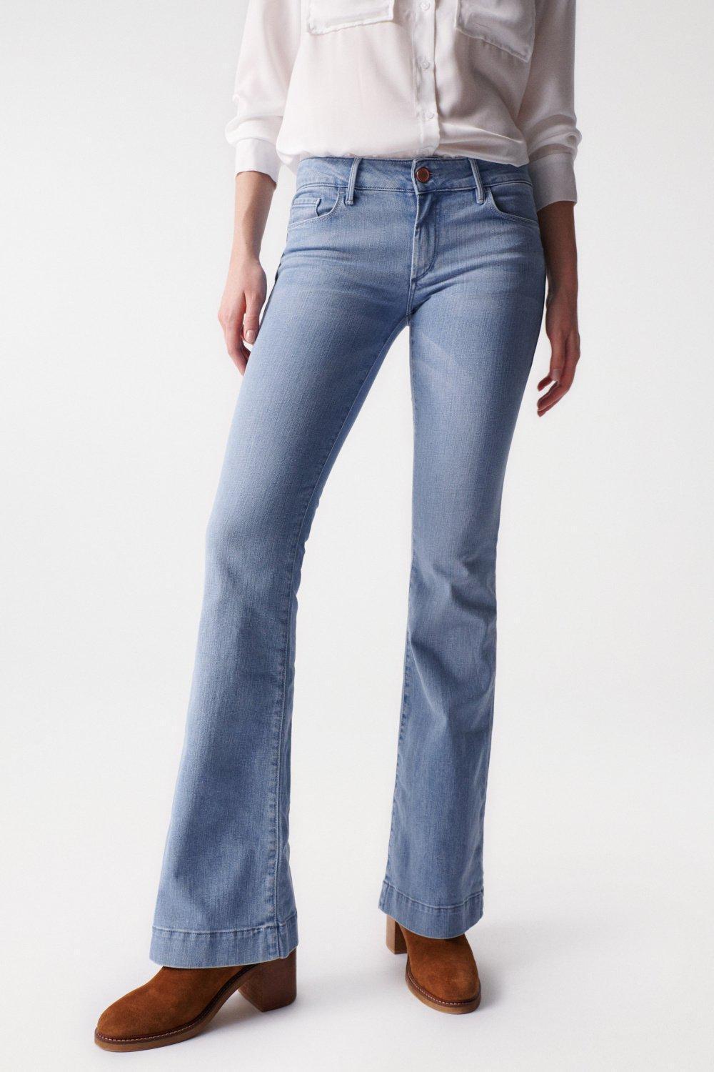 Blue Push Up Wonder Flare Jeans, Blue, large image number 4