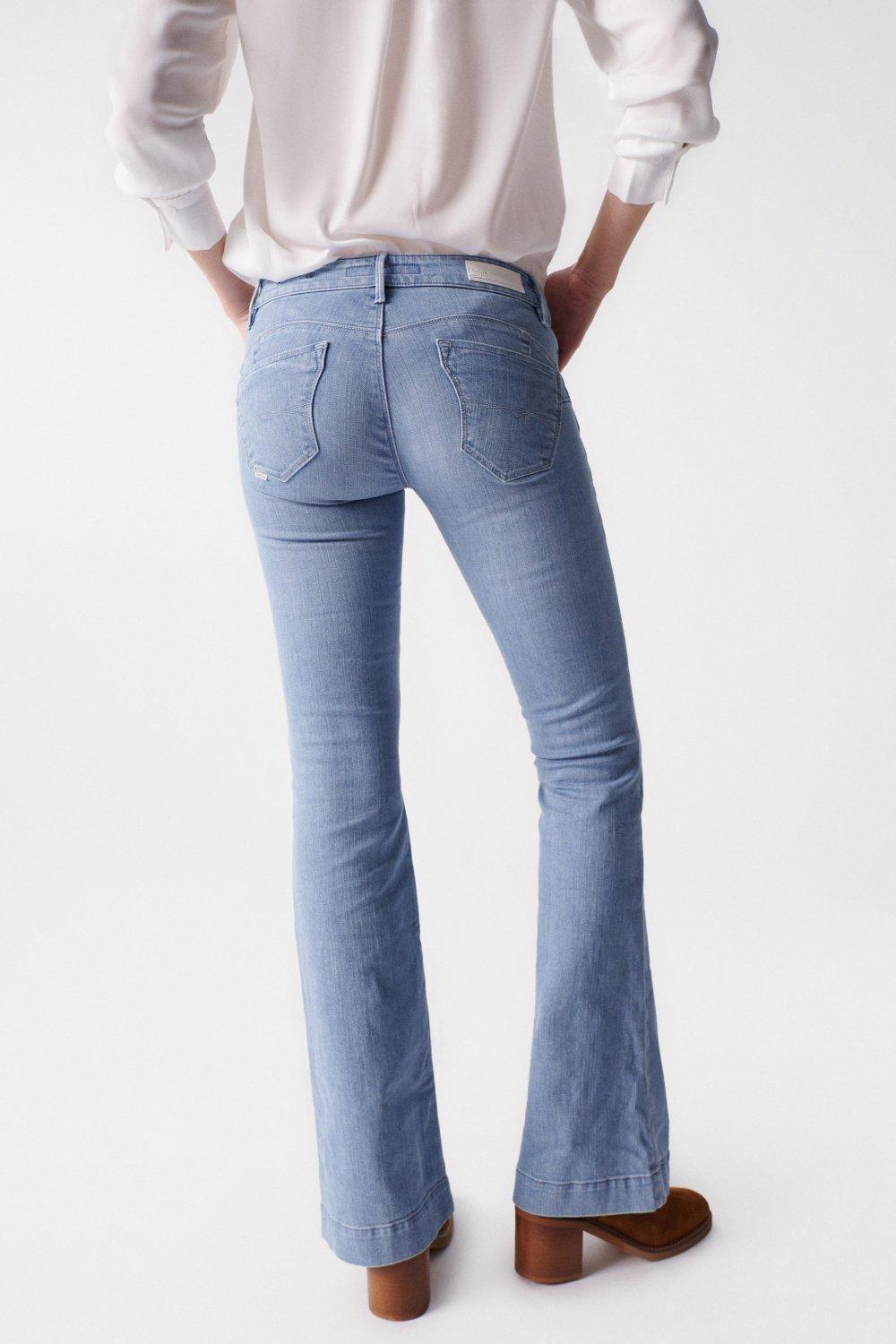 Blue Push Up Wonder Flare Jeans, Blue, large image number 5