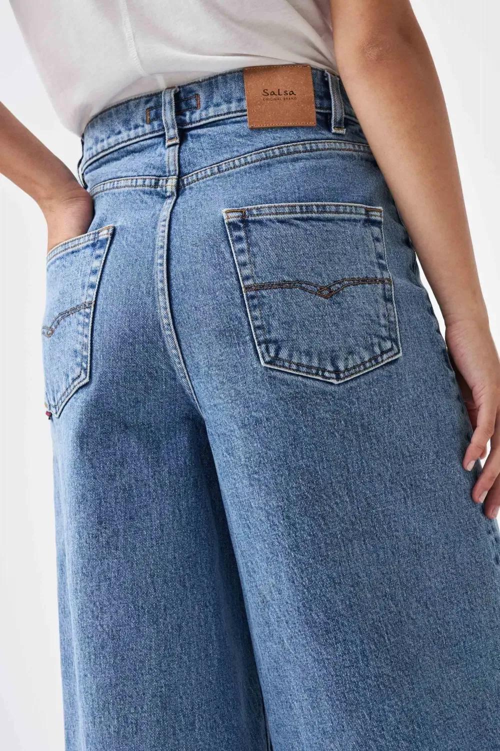 Blue Vintage Look Denim Bermuda Shorts, , large image number 1