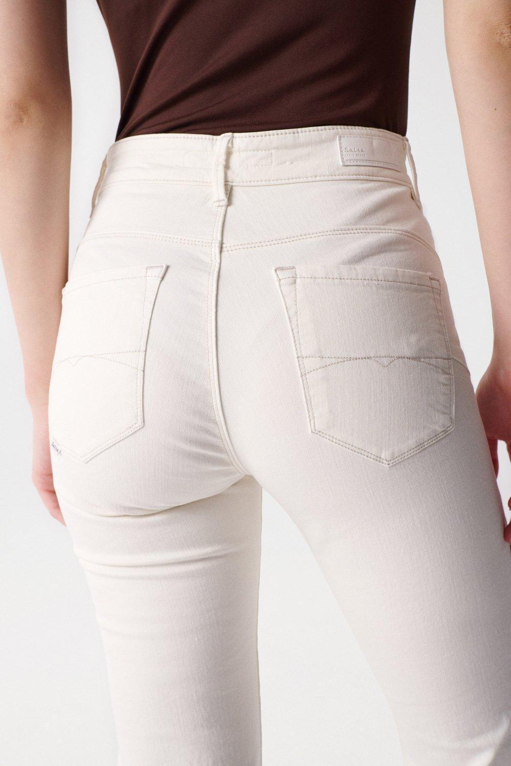 Beige Push In Secret Glamour Flare Twill Jeans, , large image number 2