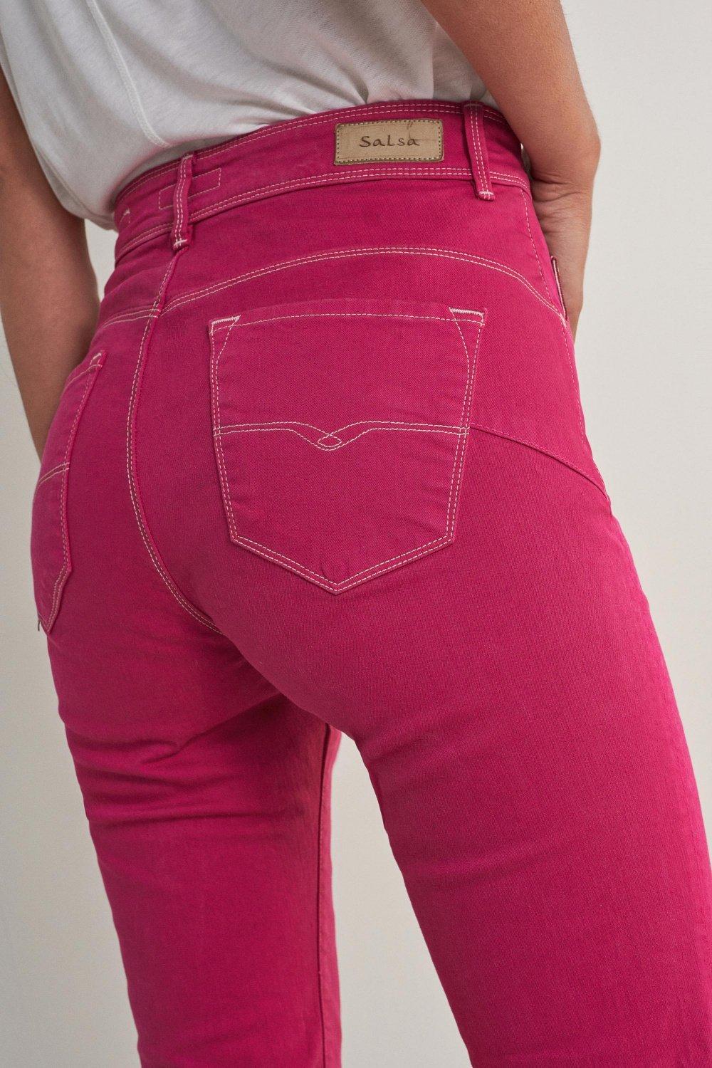 Pink Push In Secret Glamor Flare Twill Jeans, , large image number 1