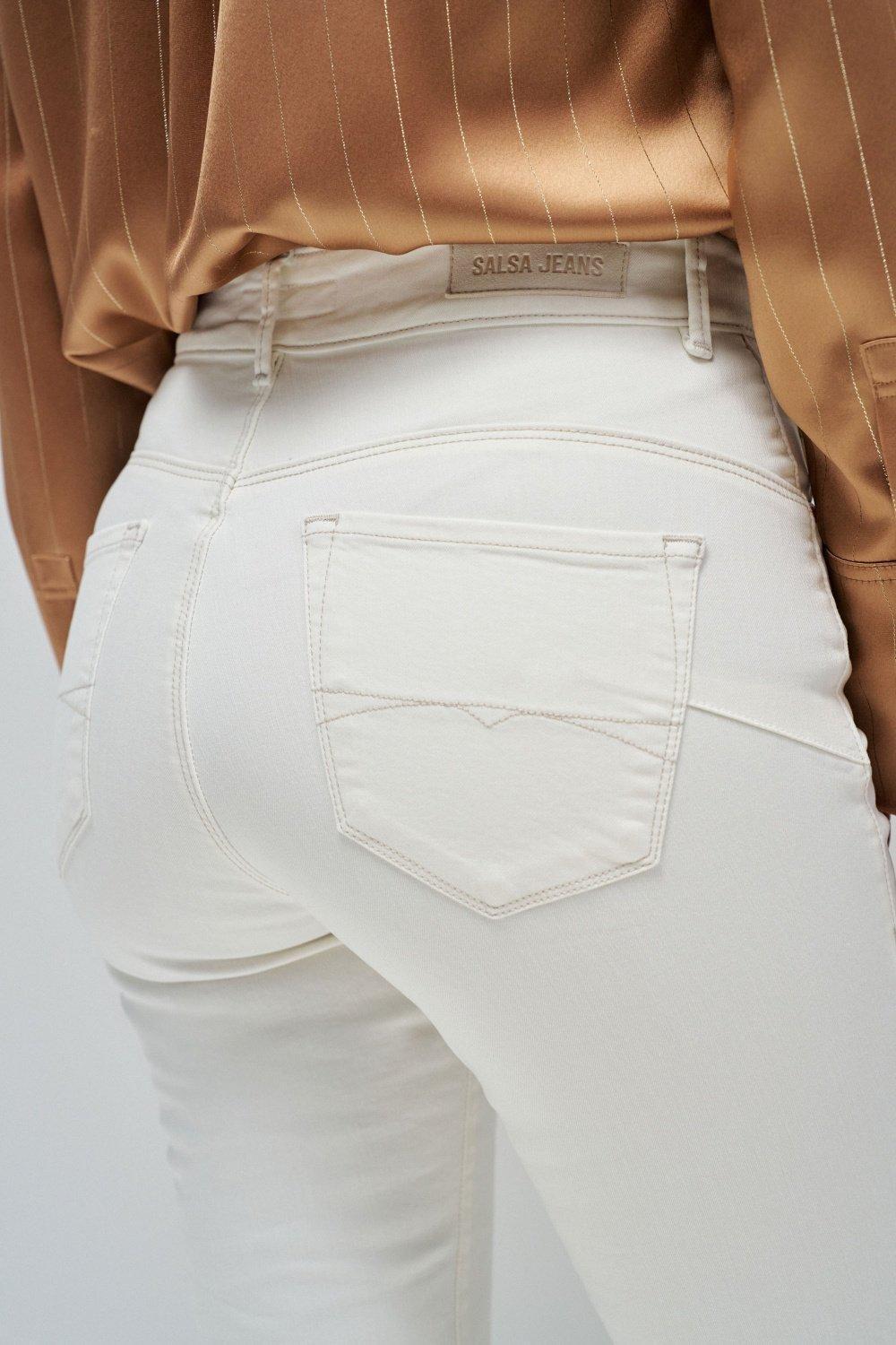 Push In Secret Glamour Flare Twill Jeans, Beige, large image number 4