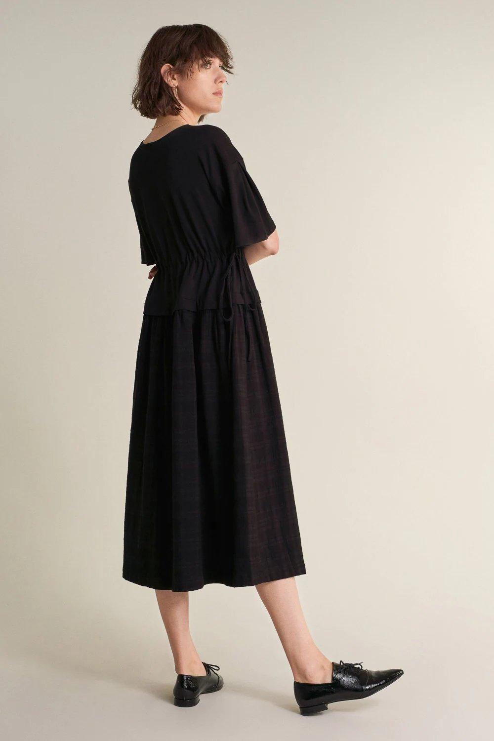 Black Cotton T-Shirt Dress, Black, large image number 3