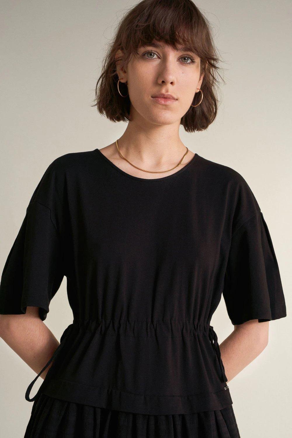 Black Cotton T-Shirt Dress, Black, large image number 4
