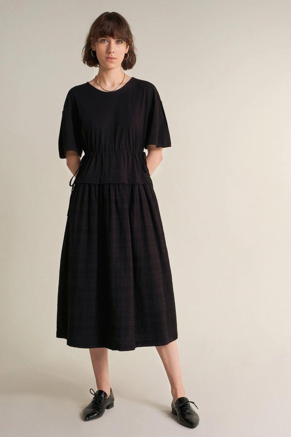 Black Cotton T-Shirt Dress, Black, large image number 5