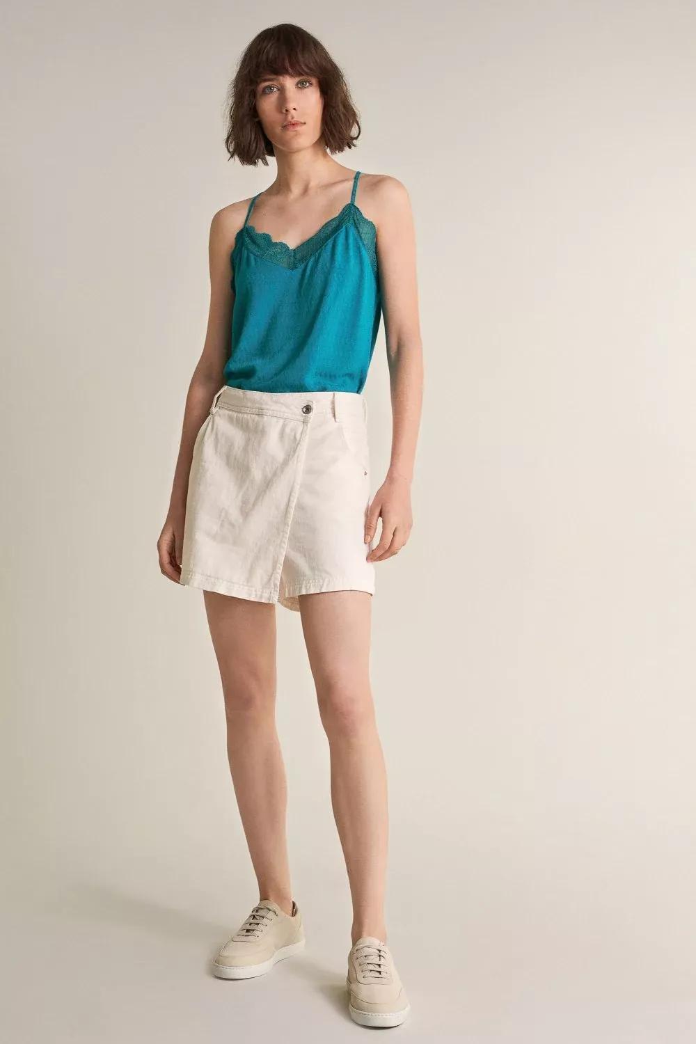 Blue Lace Detailed Neckline Top, , large image number 1