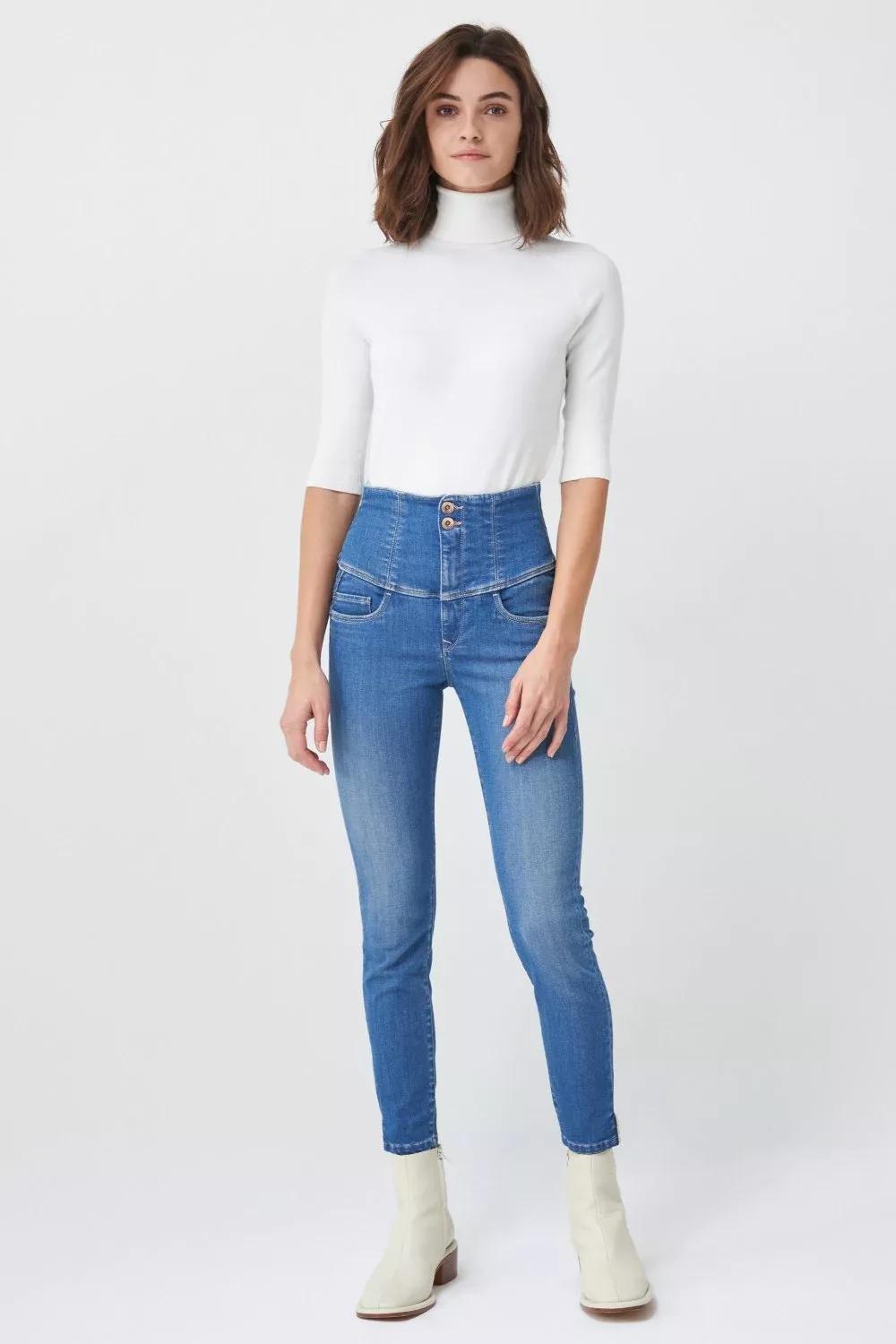 Blue Cropped Diva Jeans, , large image number 0