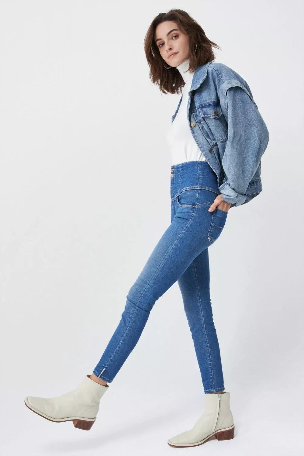 Blue Cropped Diva Jeans, , large image number 1