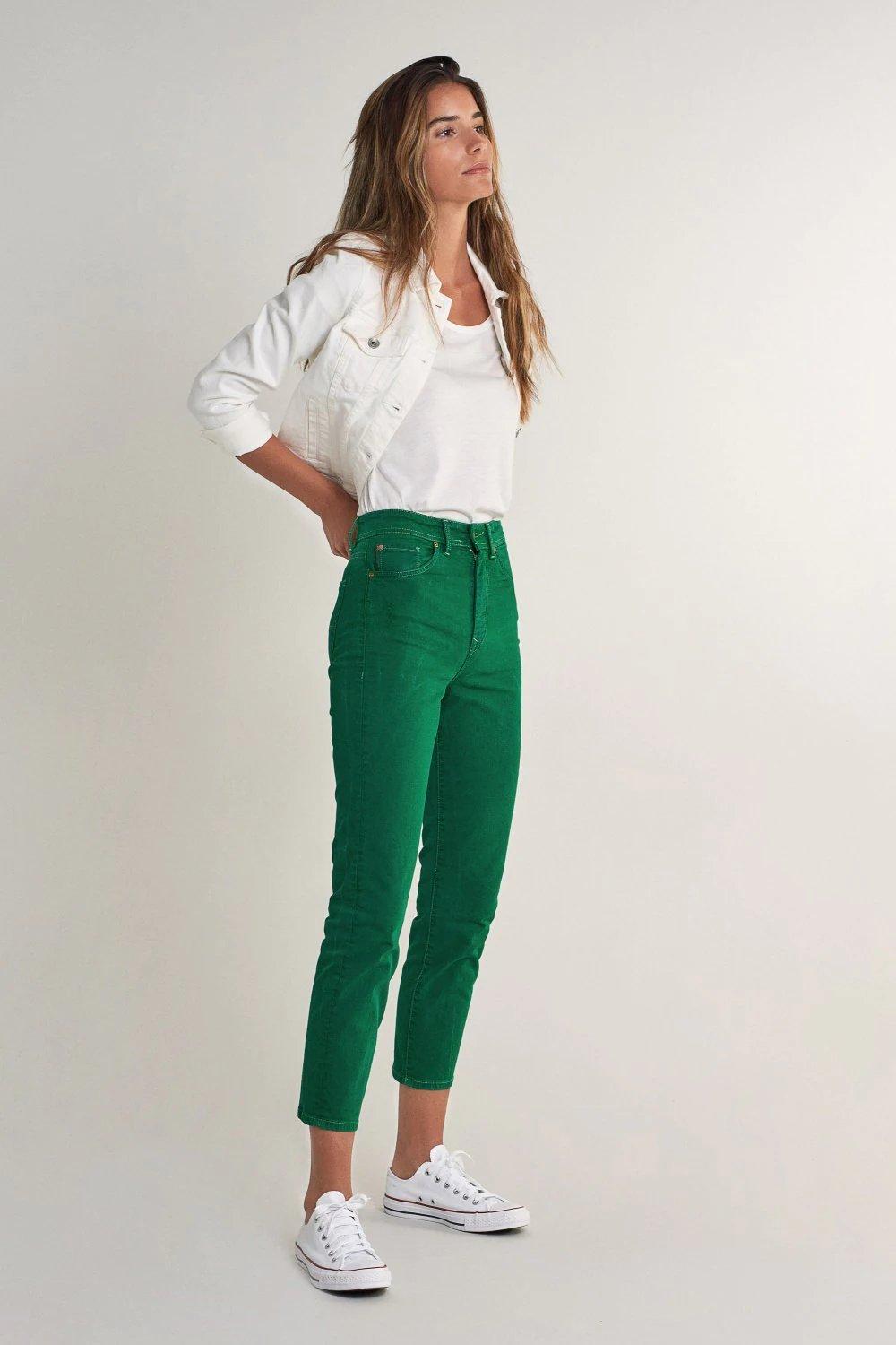 Green Colette Cropped Jeans Colour Block, , large image number 0