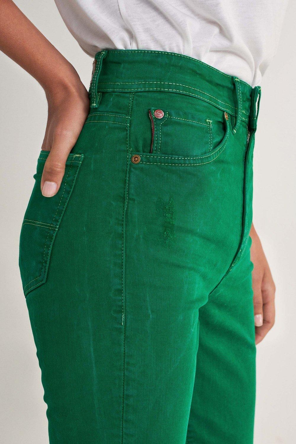 Green Colette Cropped Jeans Colour Block, , large image number 1
