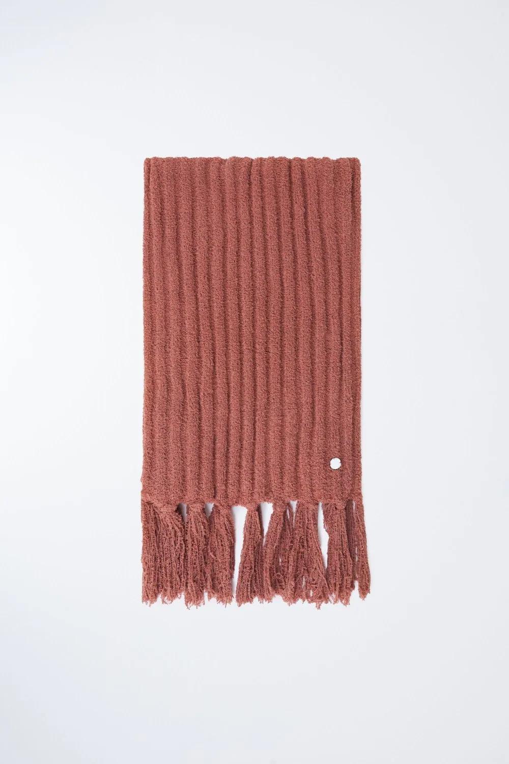 Pink Chenille Scarf With Tassels, , large image number 1