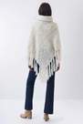 Salsa Jeans - Beige High Neck Knitted Poncho, Fringed
