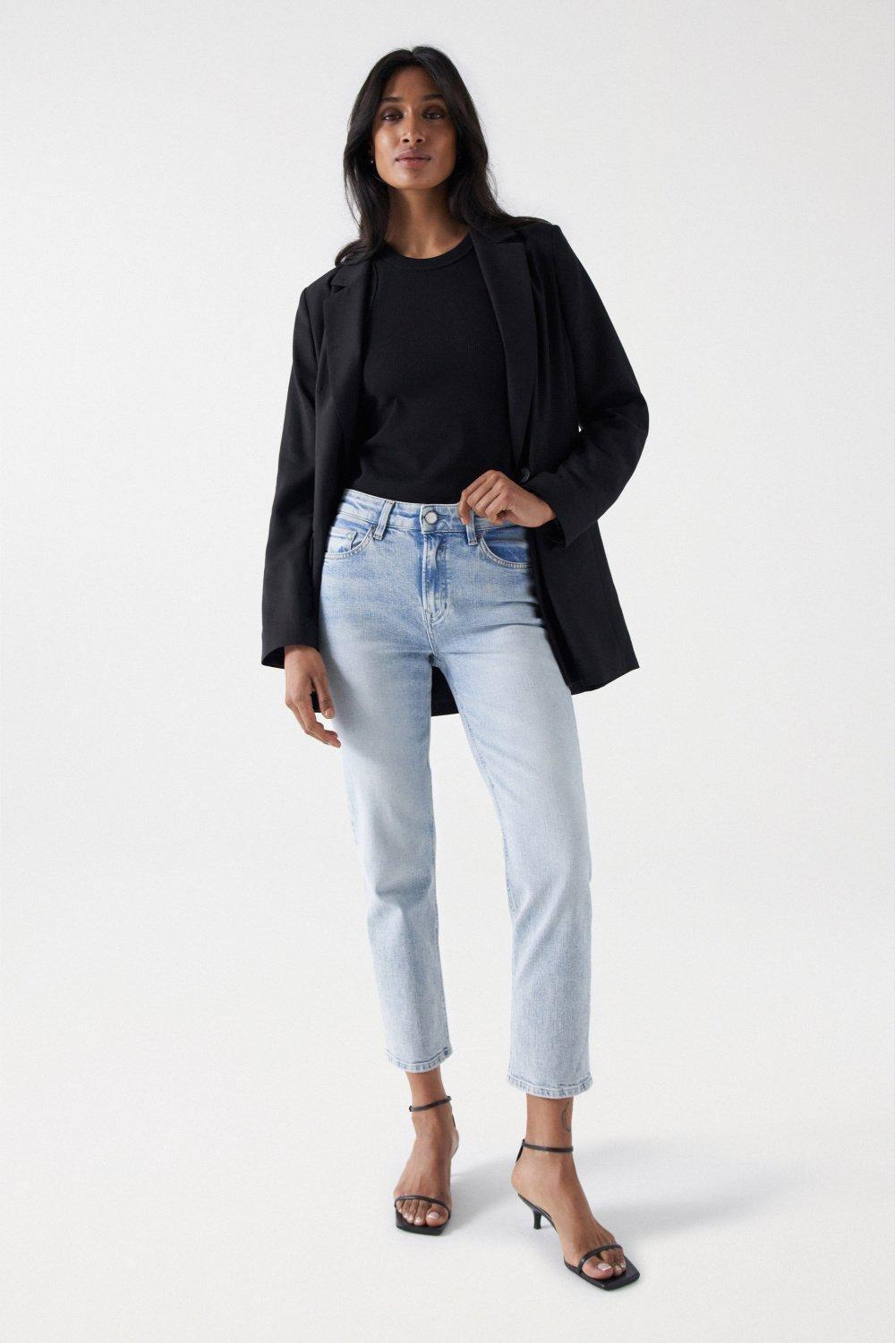 Blue Cropped True Slim Light Jeans, , large image number 2