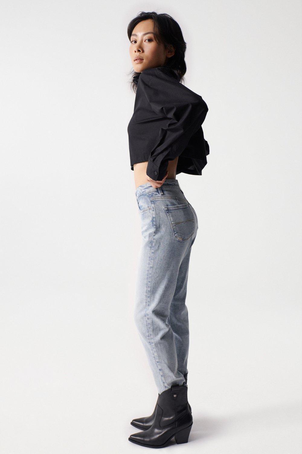 Blue Cropped True Slim Light Jeans, , large image number 3