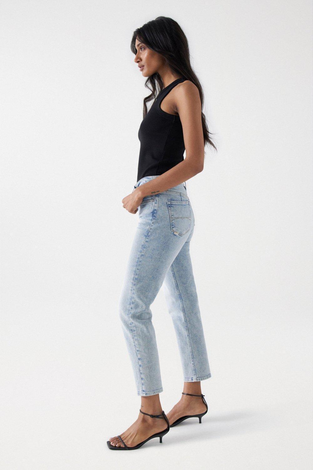 Blue Cropped True Slim Light Jeans, , large image number 4