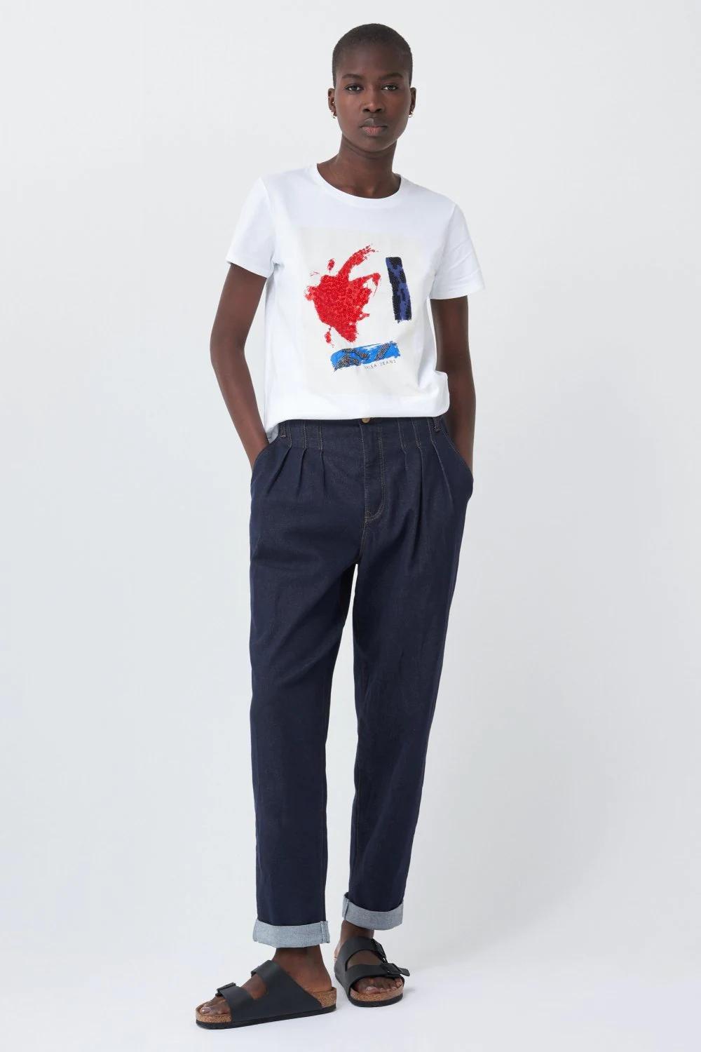 تي شيرت قطن بطبعة أبيض, , large image number 0