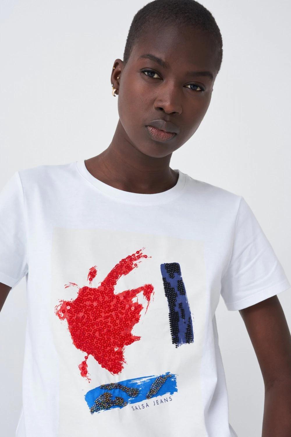 تي شيرت قطن بطبعة أبيض, , large image number 4