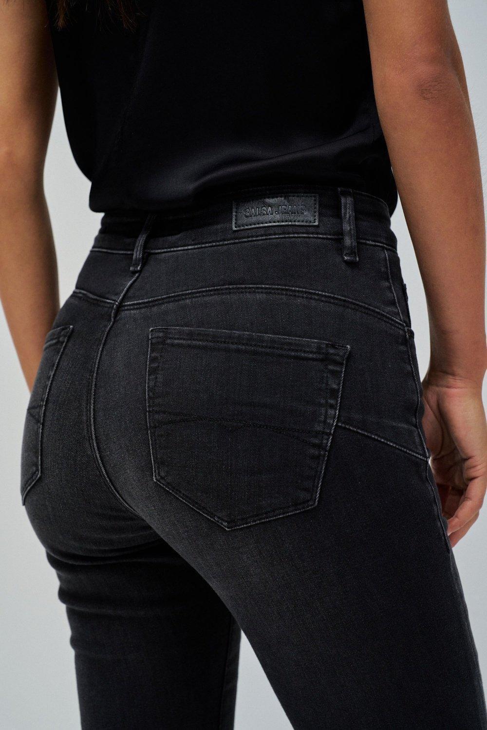 Black Push In Secret Glamour Flare Jeans, , large image number 4