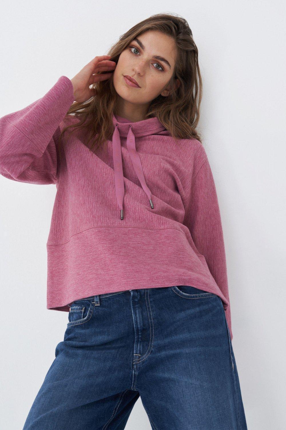 Pink Detailed Collar Sweatshirt, , large image number 0