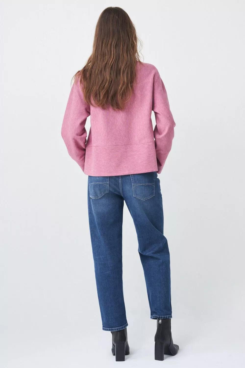 Pink Detailed Collar Sweatshirt, , large image number 2