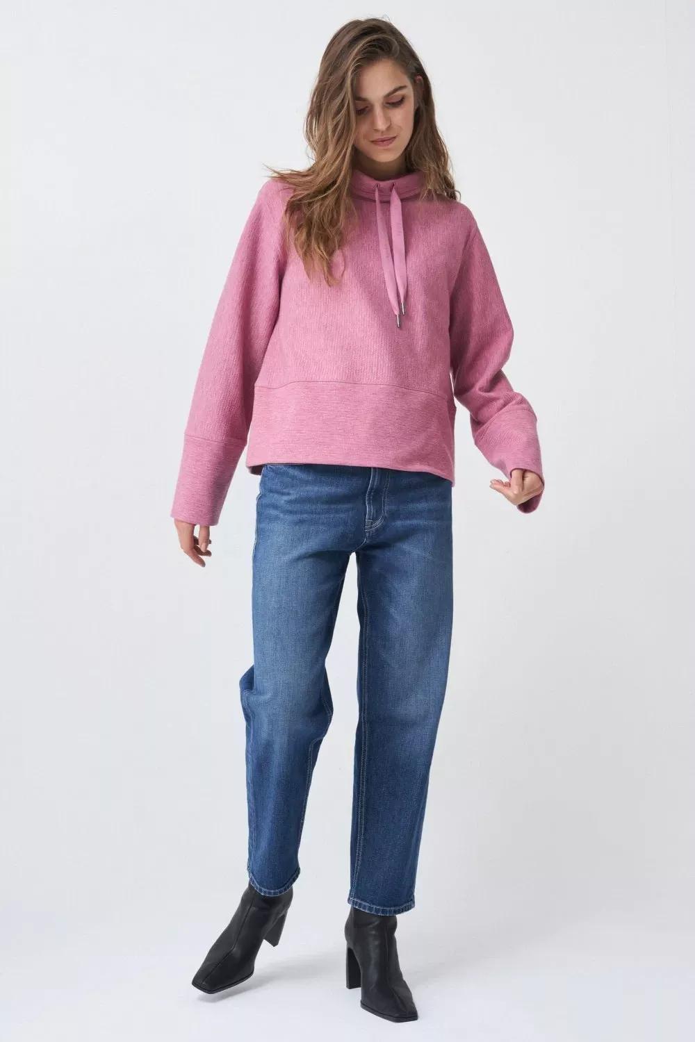 Pink Detailed Collar Sweatshirt, , large image number 5