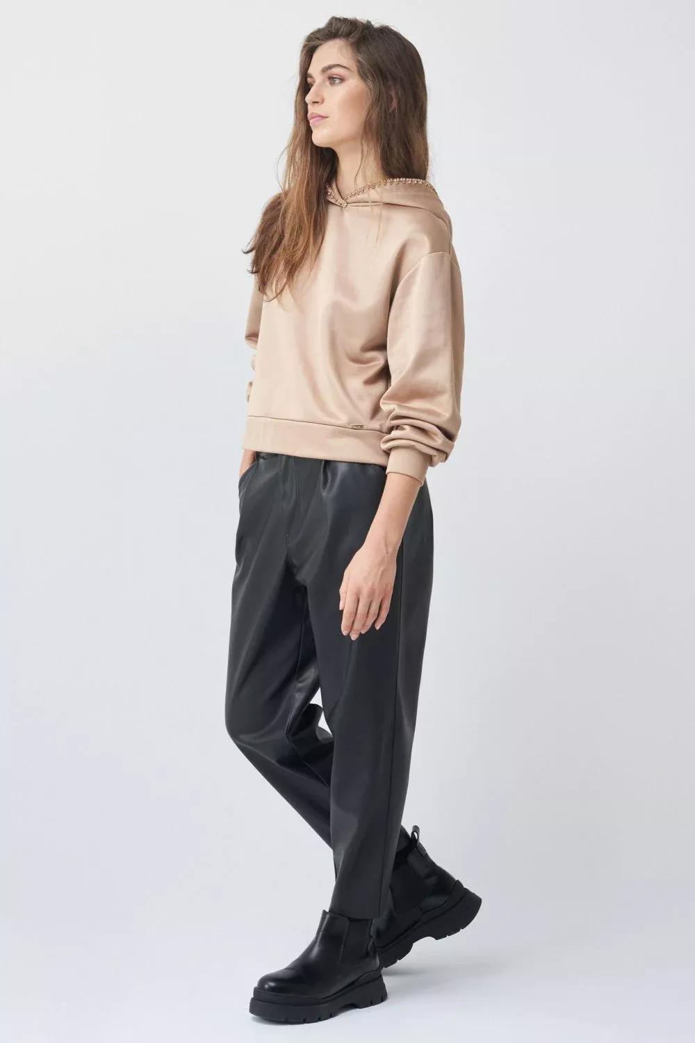 Beige Glitter Hood Hoodie, , large image number 1