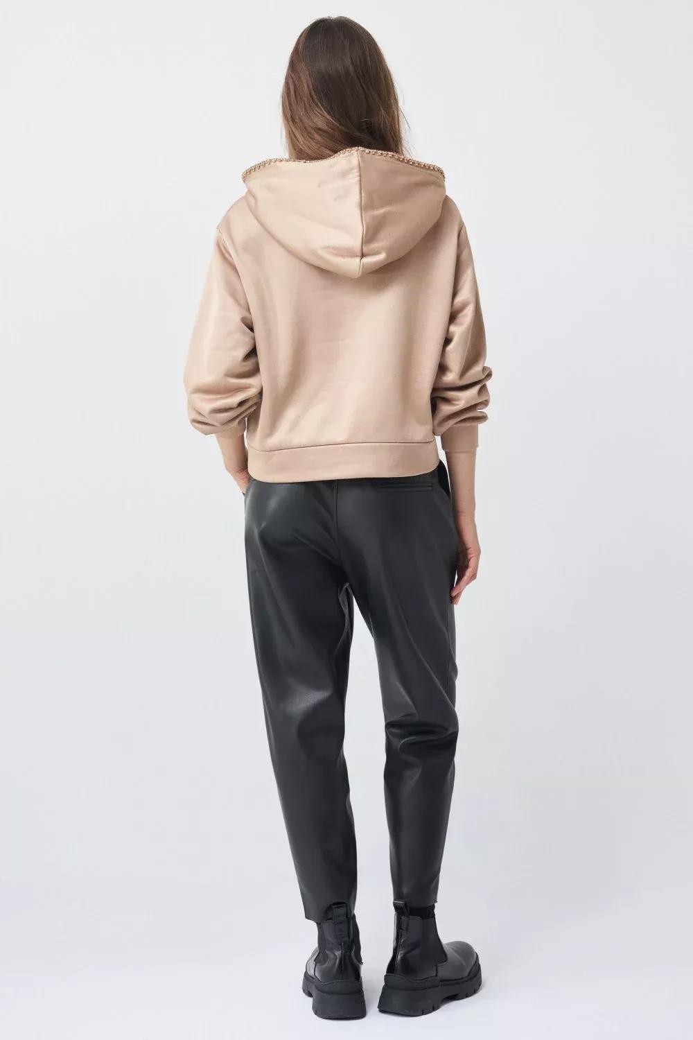 Beige Glitter Hood Hoodie, , large image number 3