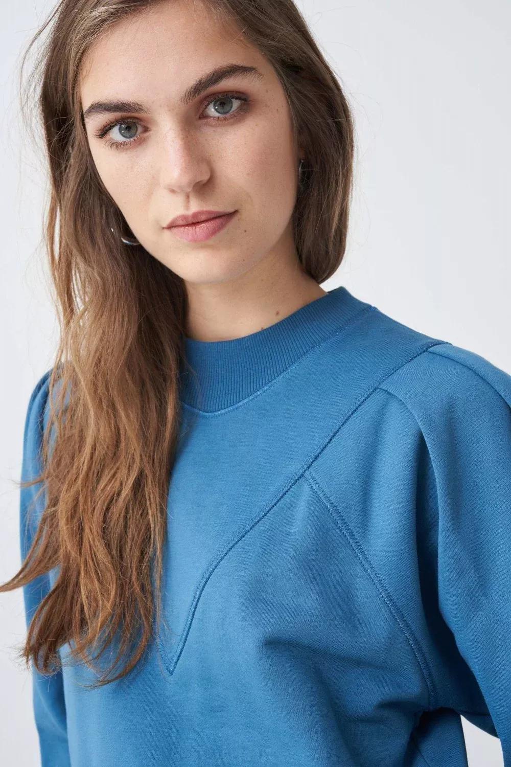 Blue Seam Details Sweatshirt, , large image number 1