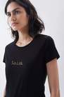 Salsa Jeans - Black T-shirt with logo in beads