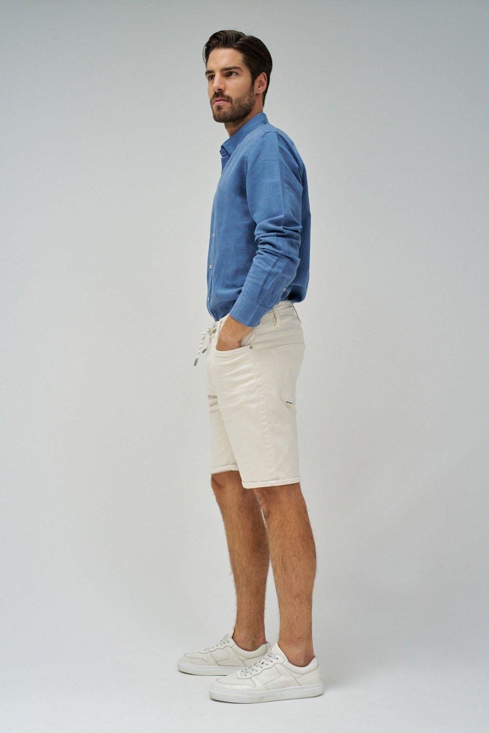 Beige Plain Bermuda Shorts, , large image number 2