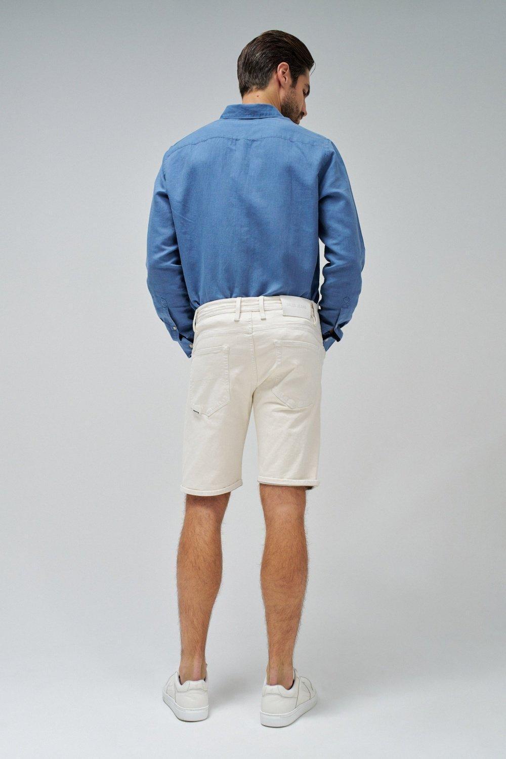 Beige Plain Bermuda Shorts, , large image number 3
