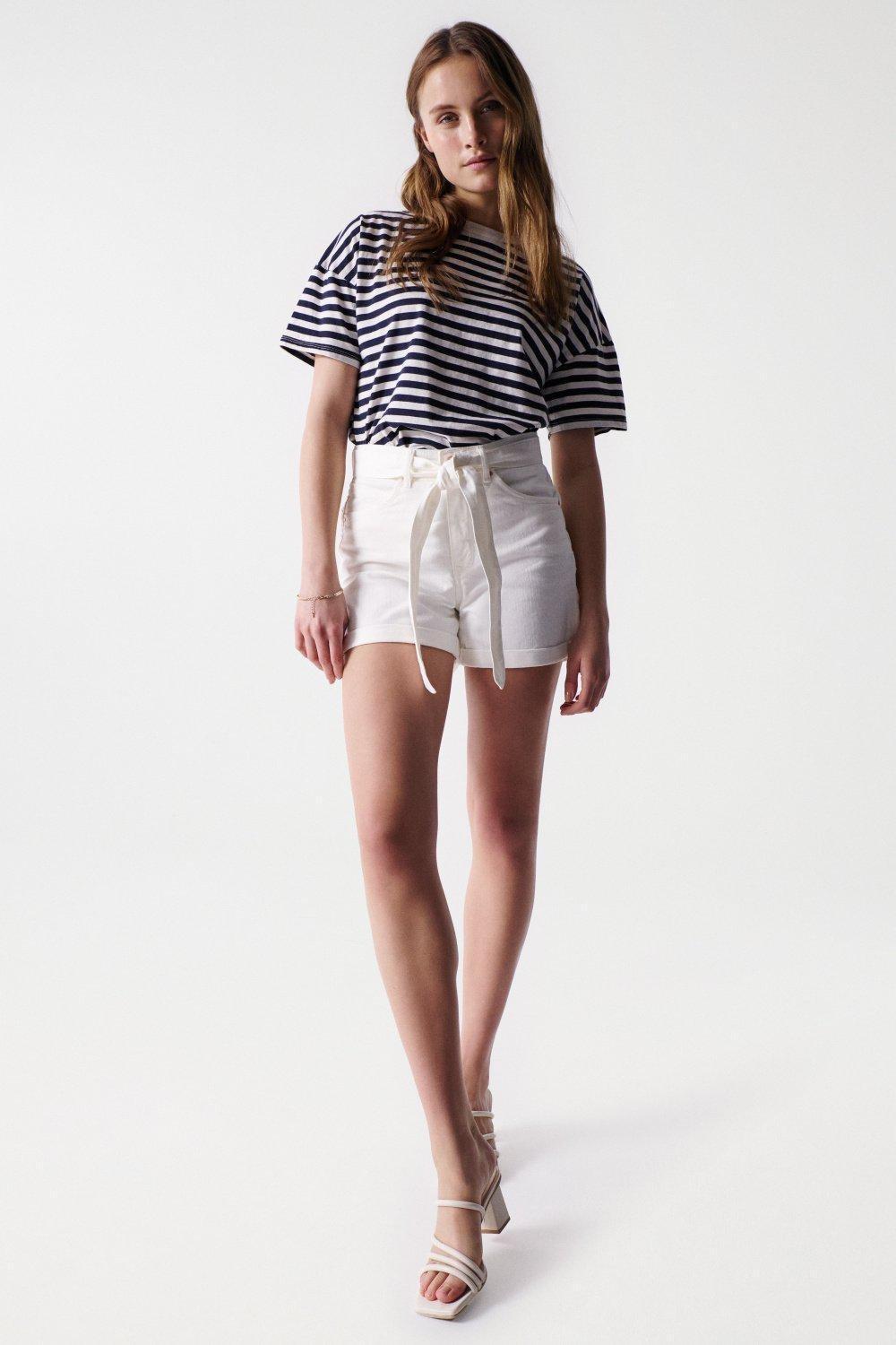 Beige Plain Short Shorts, , large image number 5