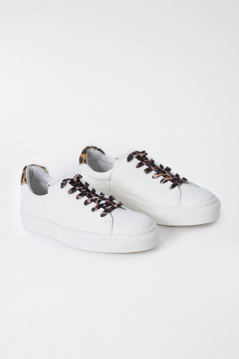 Beige Animal Print Leather Trainers, , large image number 2