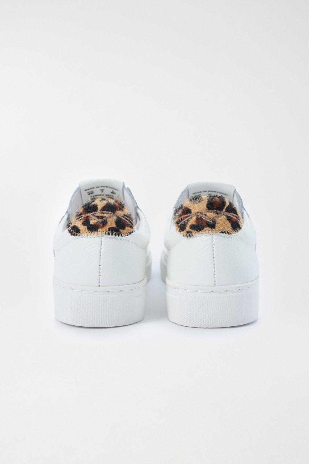 Beige Animal Print Leather Trainers, , large image number 4