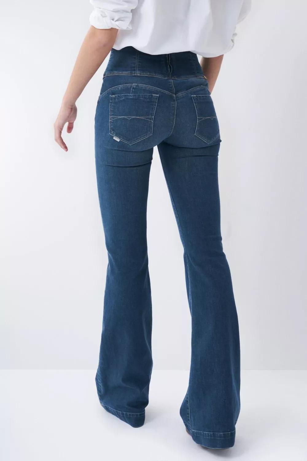 Blue Flared Diva Jeans, , large image number 4
