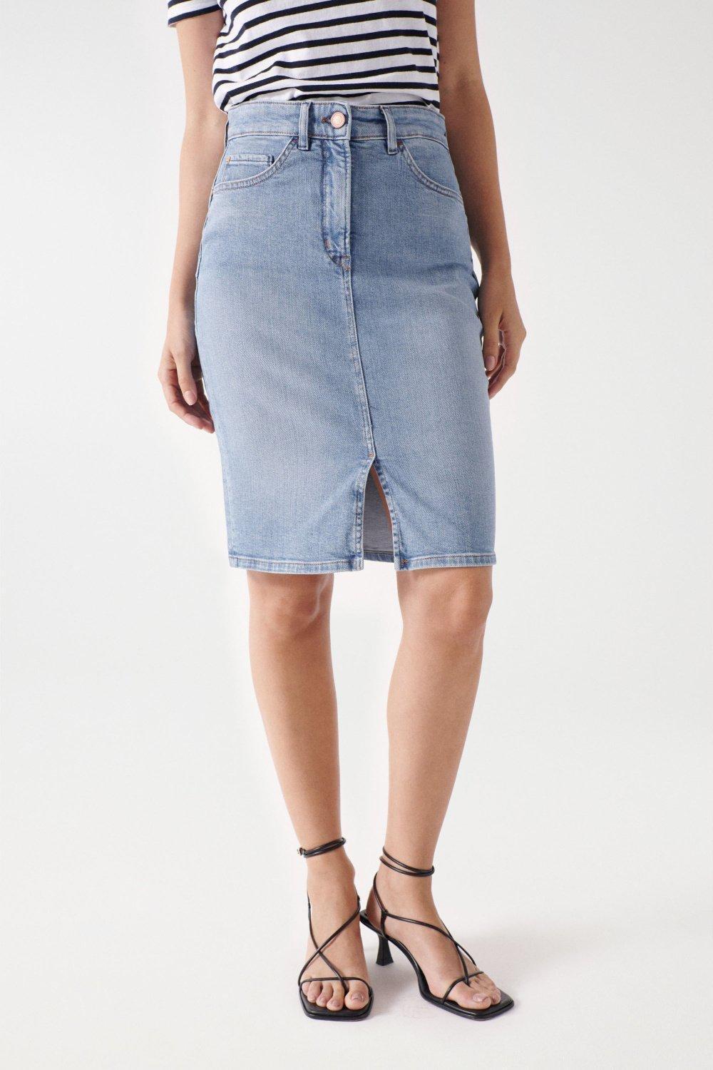 Blue Striped Pencil Skirt, , large image number 0