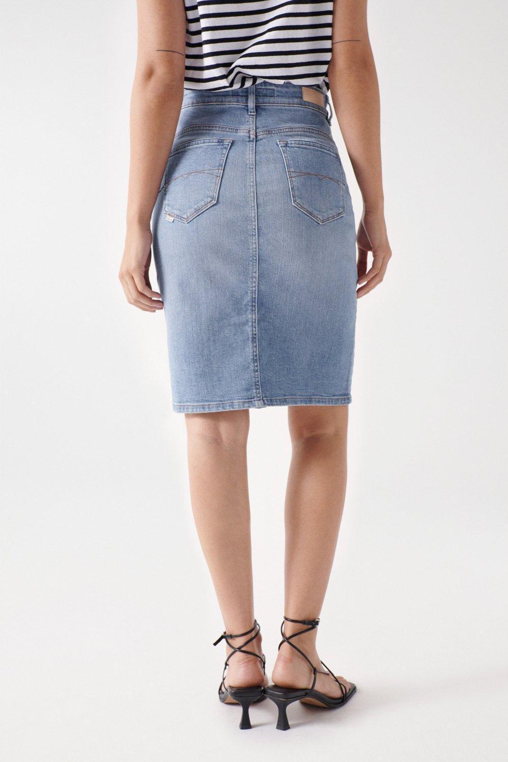 Blue Striped Pencil Skirt, , large image number 3