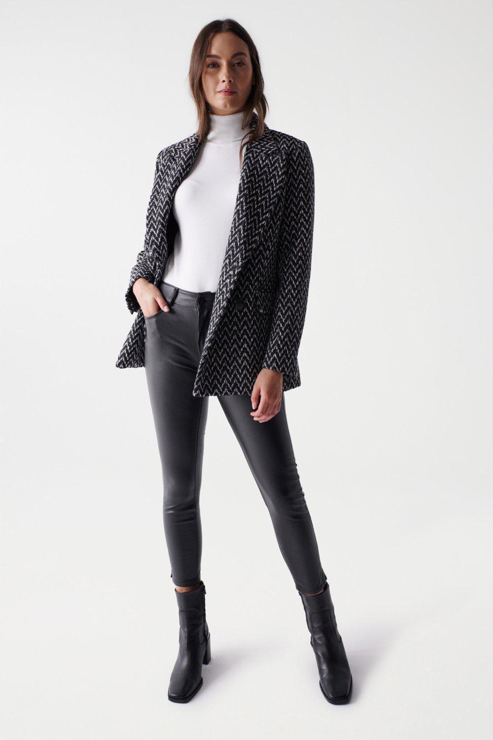 Plain Casual Cropped Trousers, Black, large image number 0