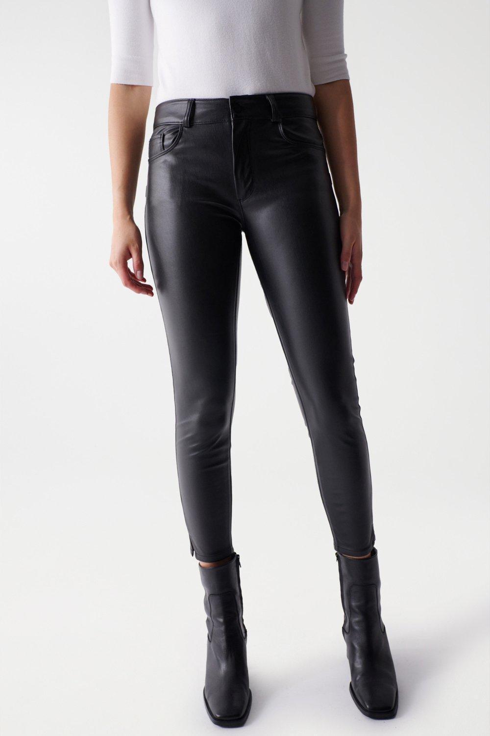 Plain Casual Cropped Trousers, Black, large image number 3