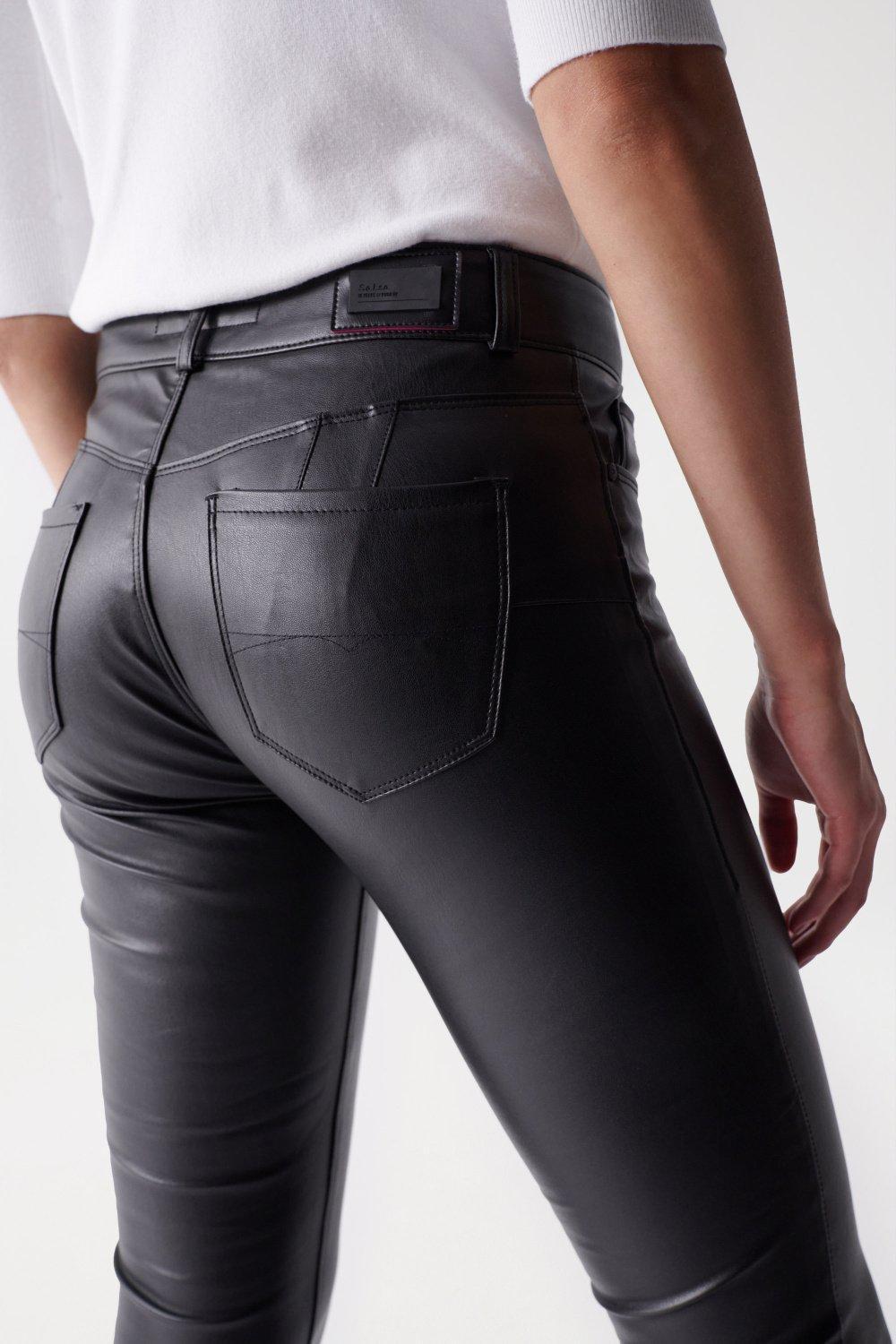 Plain Casual Cropped Trousers, Black, large image number 4