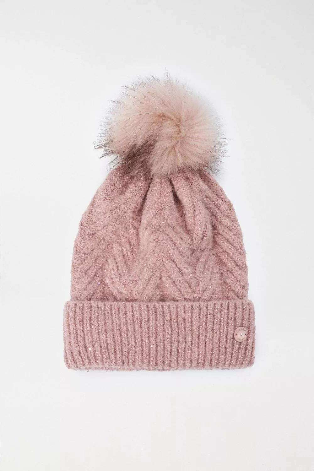 Pink Bonnet With Pompom, , large image number 0
