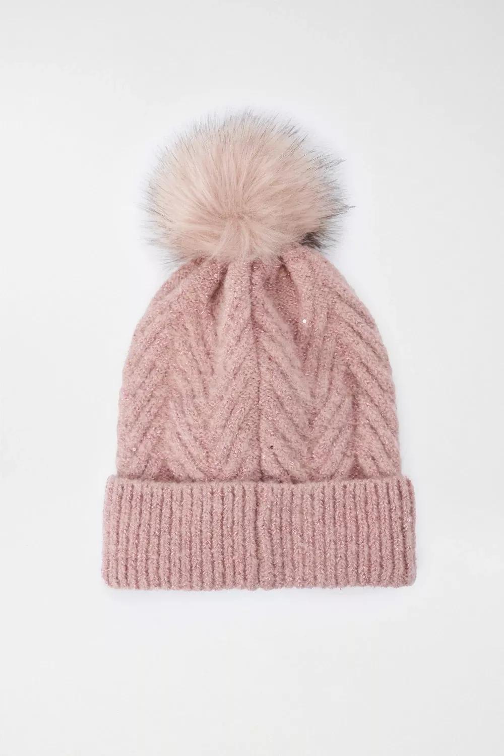 Pink Bonnet With Pompom, , large image number 1