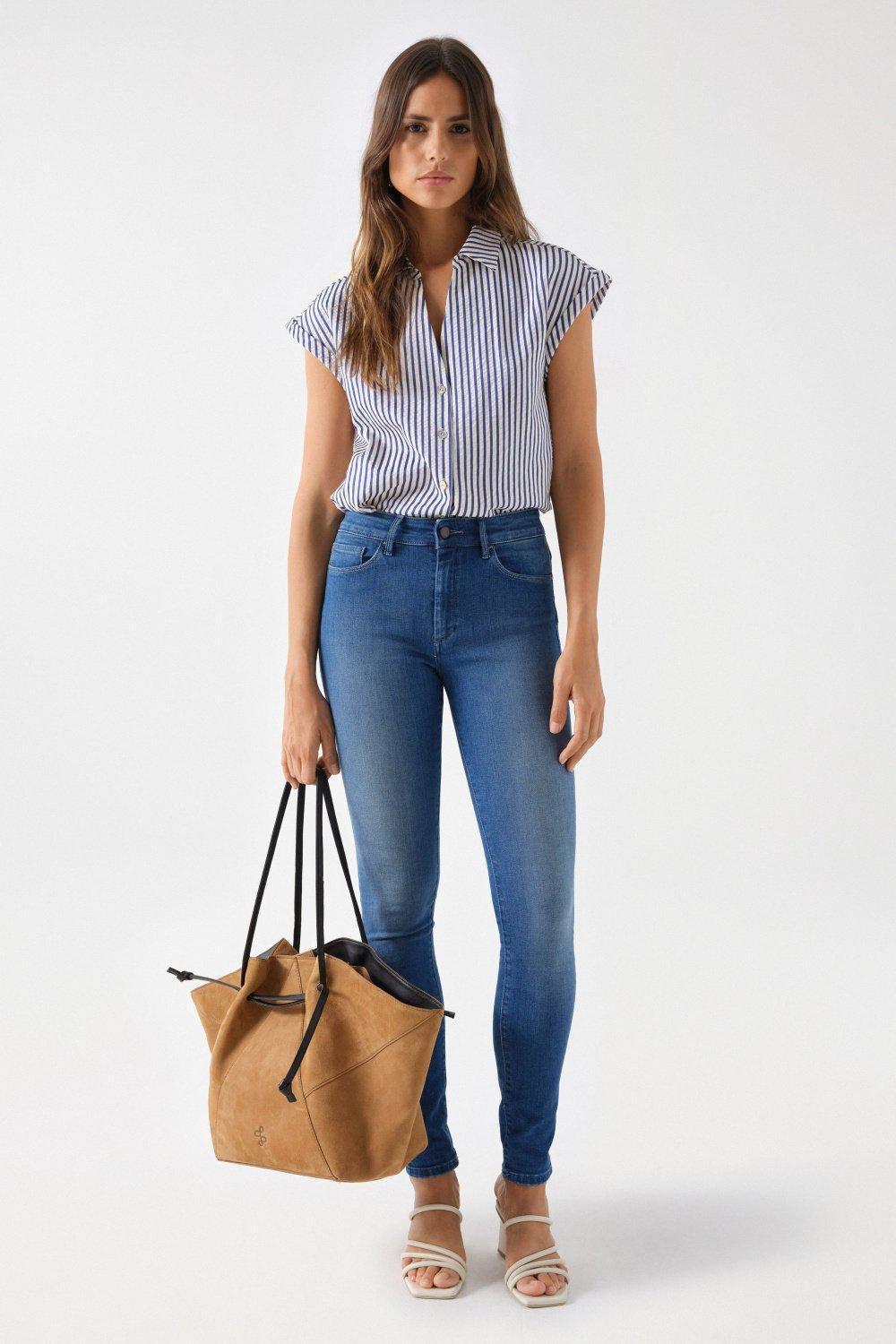 Blue Push Up Destiny Skinny Jeans, , large image number 1