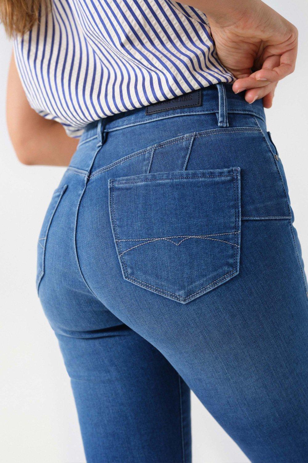 Blue Push Up Destiny Skinny Jeans, , large image number 4